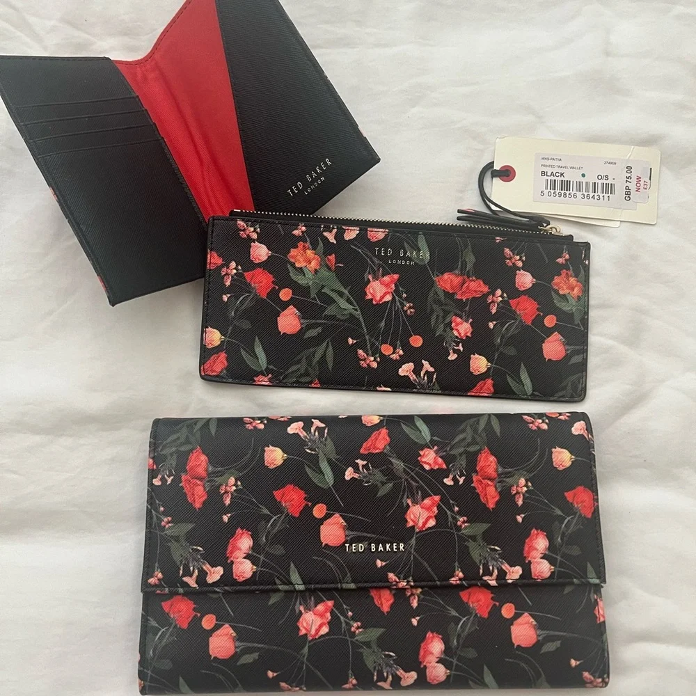 Ted Baker Black and Red Floral Accessory Set - Picture 2 of 3